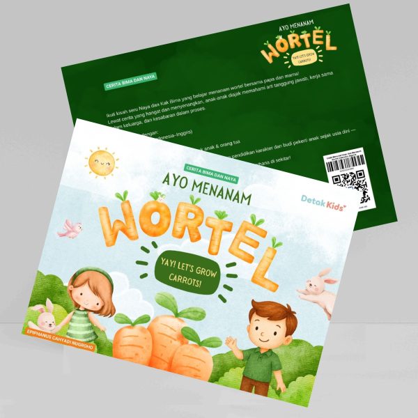 Buku Cerita Bima dan Naya: Ayo Menanam Wortel (Edisi Dwi Bahasa, Indonesia-Inggris)